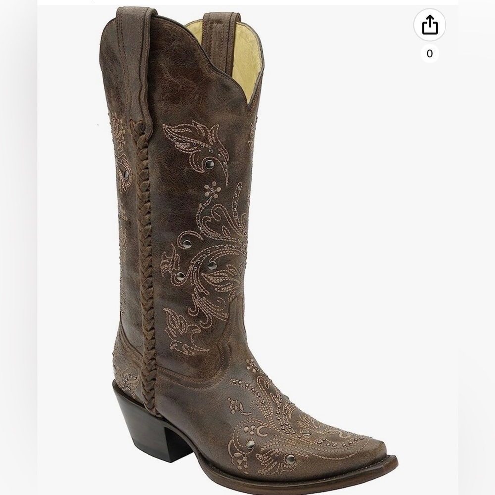 CORRAL Women's Chocolate Snip Toe Cowboy Boots G1129.